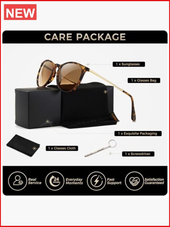 Premium Vintage Round Sunglasses UV400 Polarized Lightweight Non Slip main image 6